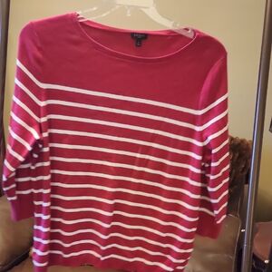 Talbots Red and White Striped Crew Neck Sweater